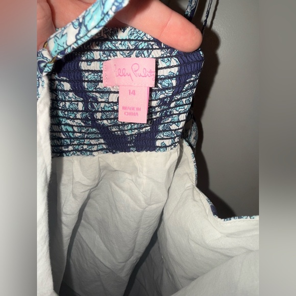 Lilly Pulitzer Blue and White Sleeveless shift dress. Very pretty and flattering - Picture 8 of 8